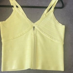 Bebe Lime Yellow Bodycon Top Size Large
